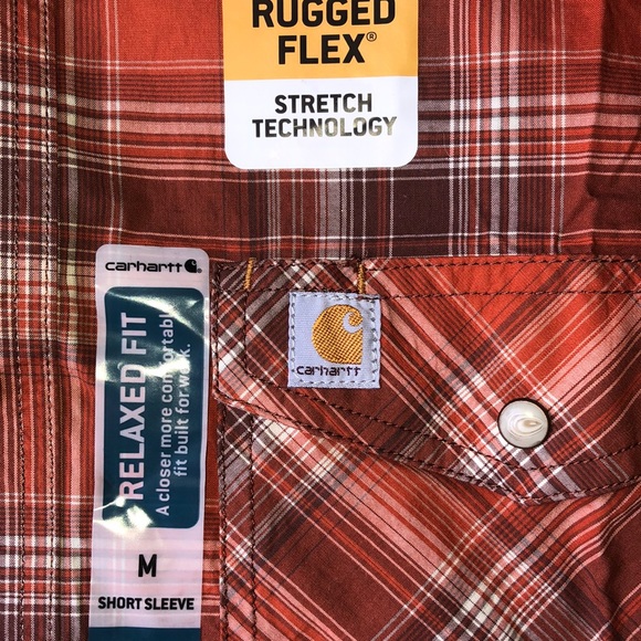 🆕Carhartt Short Sleeve Snap Down Relaxed Fit Shirt Men's ~ Size Medium - Picture 5 of 6